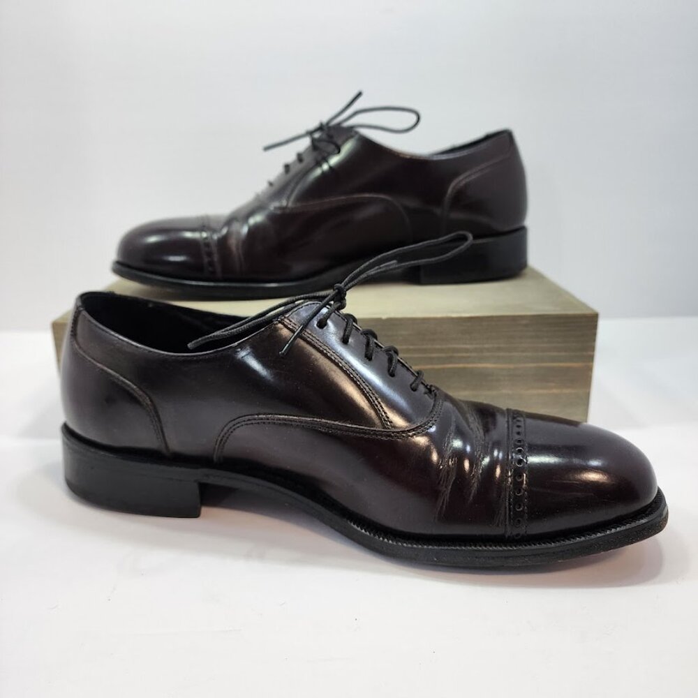 Florsheim‎ Men's Lexington Cap Toe Oxford Burgundy Leather Size 8 - Picture 2 of 7